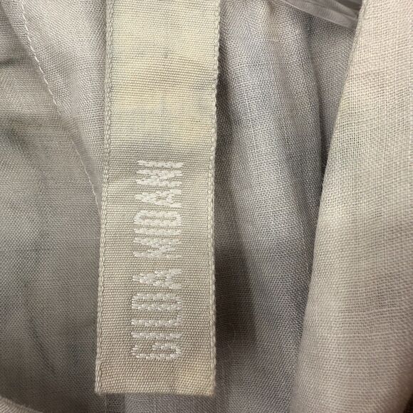 Gilda Midani Womens S Linen Orient Shirt Knot Buttons Pockets Dip Dye Lagenlook - Picture 7 of 11